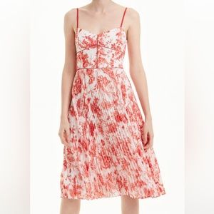 Orange and white toile midi dress, size 4, Club Monaco